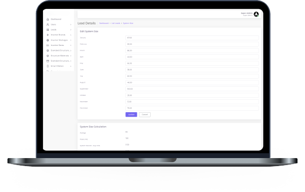 Solar Business Eco Energy CRM System showing lead details
